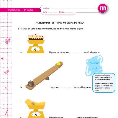 Estiman medida de peso Estiman medida de peso
