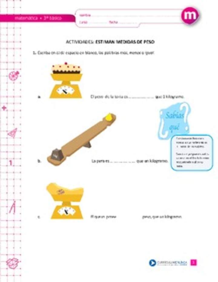 Estiman medida de peso Estiman medida de peso