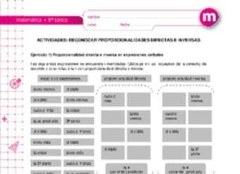 Reconocer proporcionalidad directa e inversa Reconocer proporcionalidad directa e inversa
