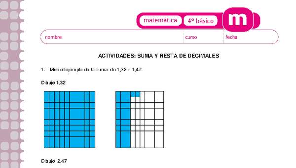 Suma de números decimales Suma de números decimales