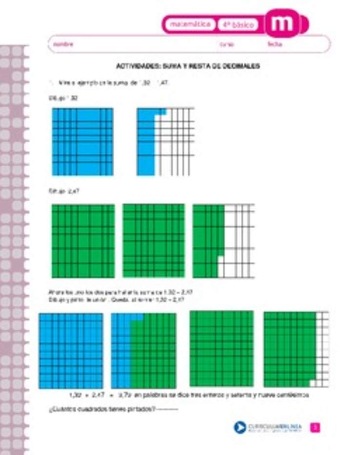 Suma de números decimales Suma de números decimales