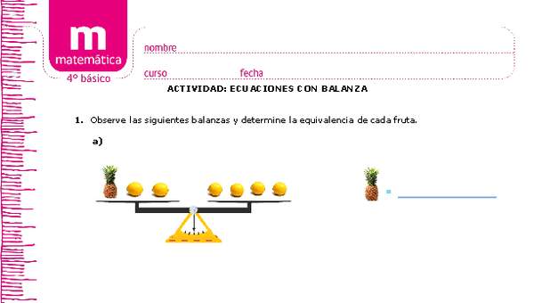 Ecuaciones con balanza Ecuaciones con balanza