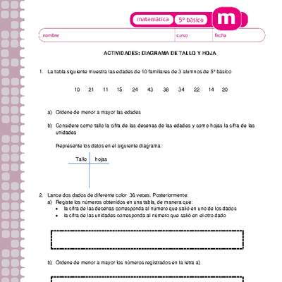 Diagrama de tallo y hojas Diagrama de tallo y hojas