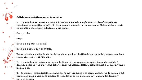 Actividades sugeridas Unidad 3 Actividades sugeridas Unidad 3