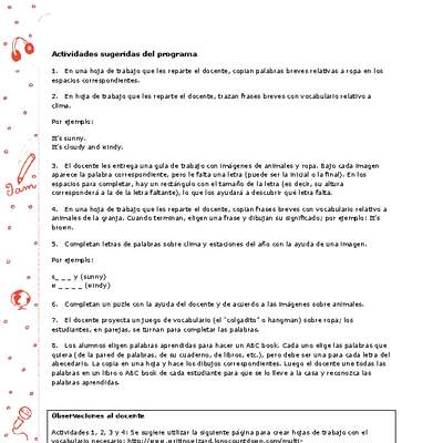 Actividades sugeridas Unidad 3 Actividades sugeridas Unidad 3