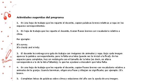 Actividades sugeridas Unidad 3 Actividades sugeridas Unidad 3