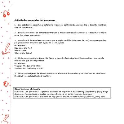 Actividades sugeridas Unidad 4 Actividades sugeridas Unidad 4