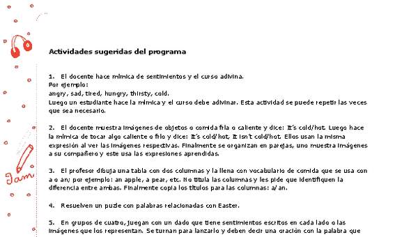 Actividades sugeridas Unidad 4 Actividades sugeridas Unidad 4