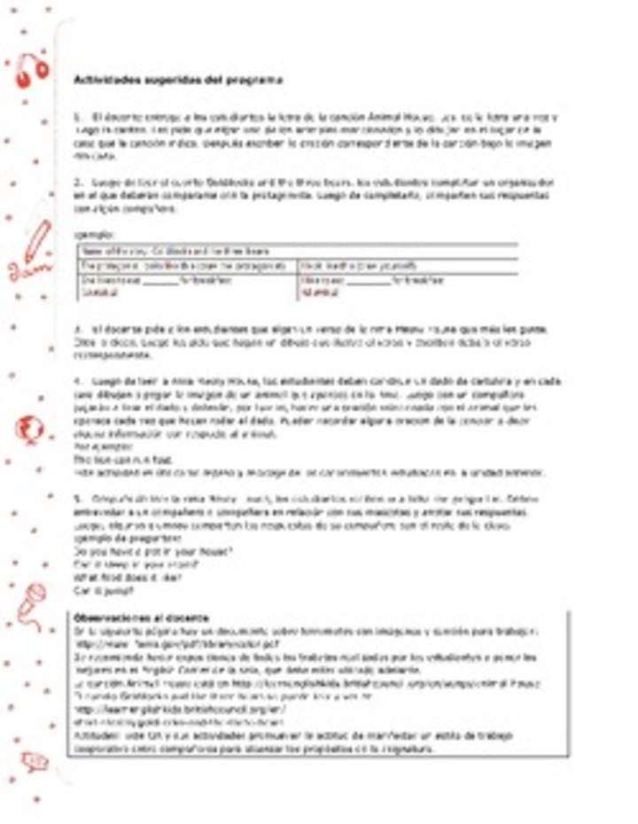 Actividades sugeridas Unidad 3 Actividades sugeridas Unidad 3