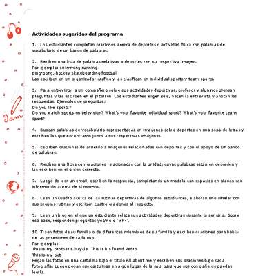 Actividades sugeridas Unidad 3 Actividades sugeridas Unidad 3