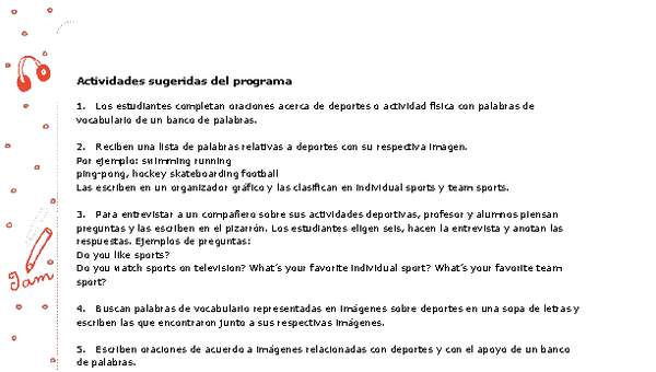 Actividades sugeridas Unidad 3 Actividades sugeridas Unidad 3