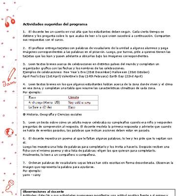 Actividades sugeridas Unidad 4 Actividades sugeridas Unidad 4