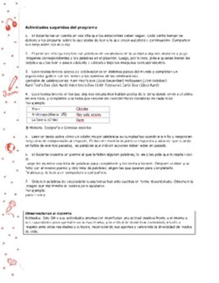 Actividades sugeridas Unidad 4 Actividades sugeridas Unidad 4