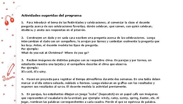 Actividades sugeridas Unidad 4 Actividades sugeridas Unidad 4