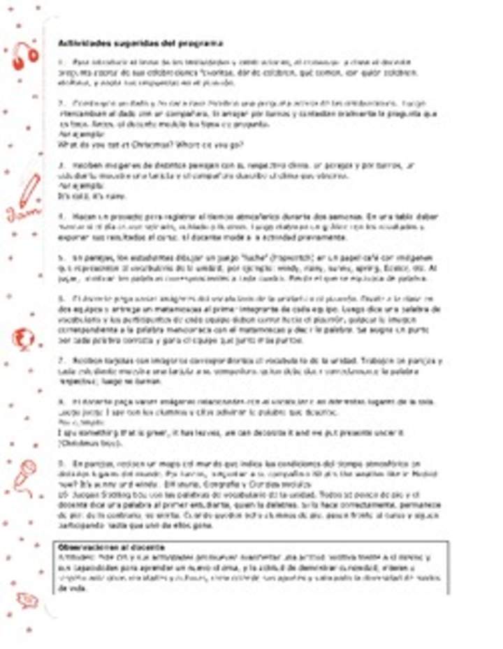 Actividades sugeridas Unidad 4 Actividades sugeridas Unidad 4