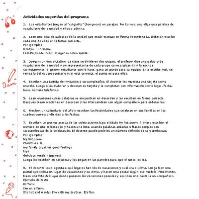 Actividades sugeridas Unidad 4 Actividades sugeridas Unidad 4