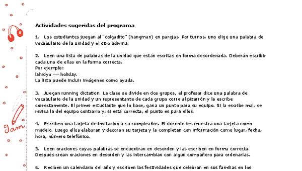 Actividades sugeridas Unidad 4 Actividades sugeridas Unidad 4