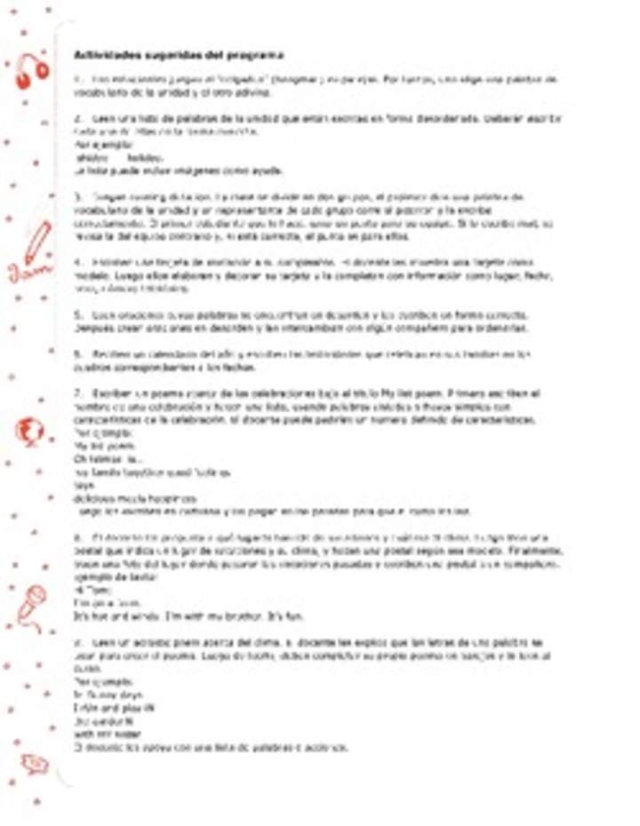 Actividades sugeridas Unidad 4 Actividades sugeridas Unidad 4