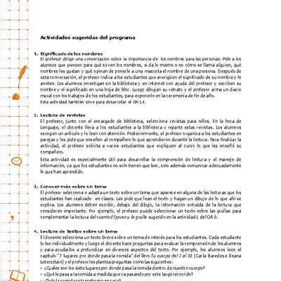 Actividades sugeridas Unidad 4 Actividades sugeridas Unidad 4