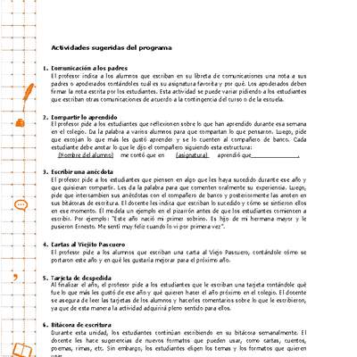 Actividades sugeridas Unidad 4 Actividades sugeridas Unidad 4