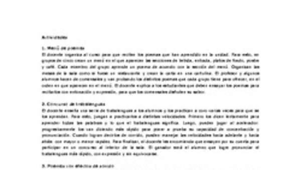 Actividades sugeridas Unidad 3 Actividades sugeridas Unidad 3