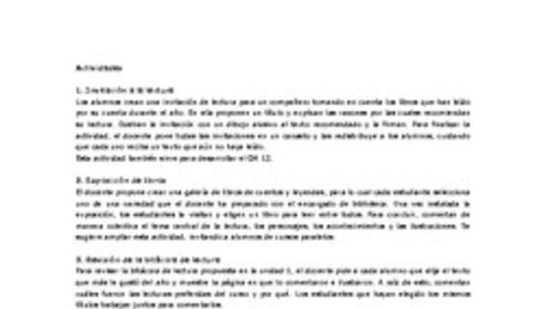 Actividades sugeridas Unidad 4 Actividades sugeridas Unidad 4