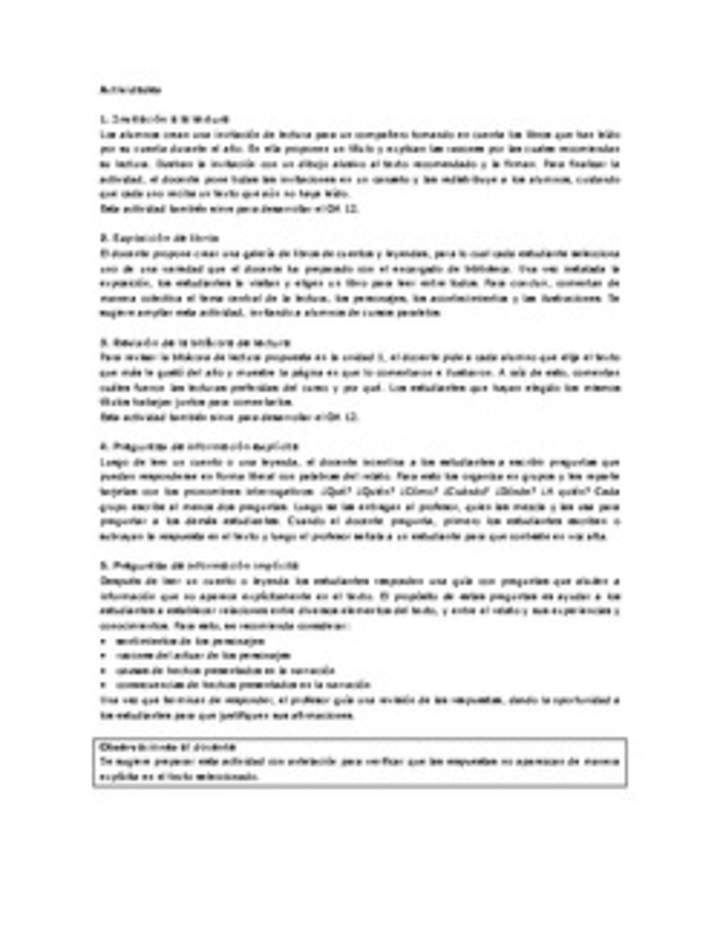 Actividades sugeridas Unidad 4 Actividades sugeridas Unidad 4