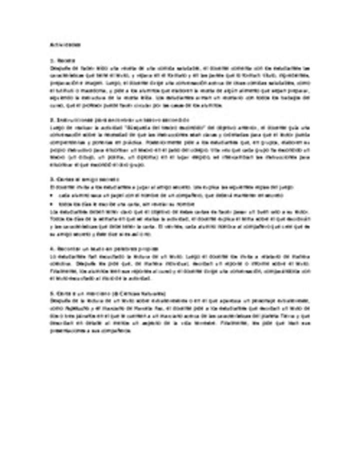 Actividades sugeridas Unidad 4 Actividades sugeridas Unidad 4