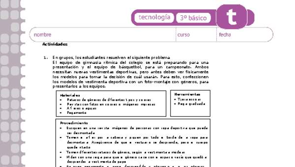 Actividades sugeridas Unidad 3 Actividades sugeridas Unidad 3