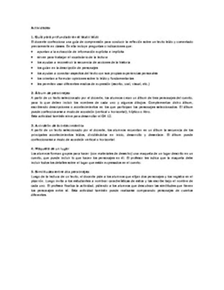 Actividades sugeridas Unidad 3 Actividades sugeridas Unidad 3