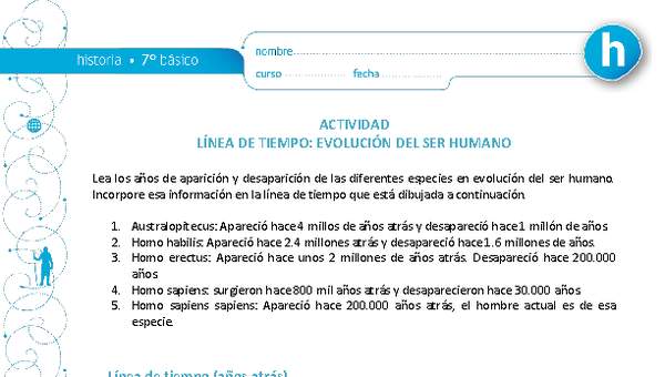 Línea de tiempo: Evolución del ser humano Línea de tiempo: Evolución del ser humano
