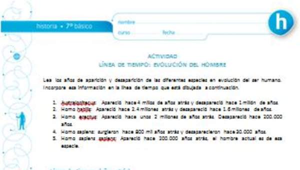 Línea de tiempo: Evolución del ser humano Línea de tiempo: Evolución del ser humano