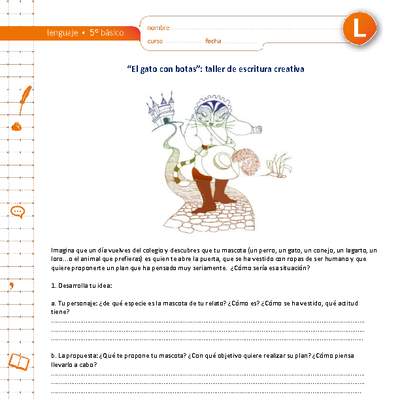 "El gato con botas": taller de escritura creativa "El gato con botas": taller de escritura creativa