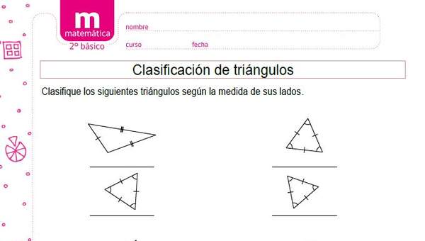 Clasificar triángulos según medidas de lado A Clasificar triángulos según medidas de lado A