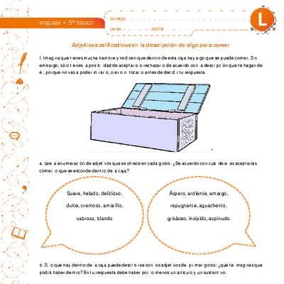 Adjetivos calificativos en la descripción de algo para comer Adjetivos calificativos en la descripción de algo para comer