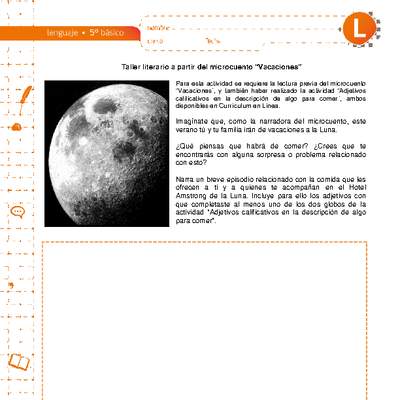 "Vacaciones": taller de escritura creativa "Vacaciones": taller de escritura creativa