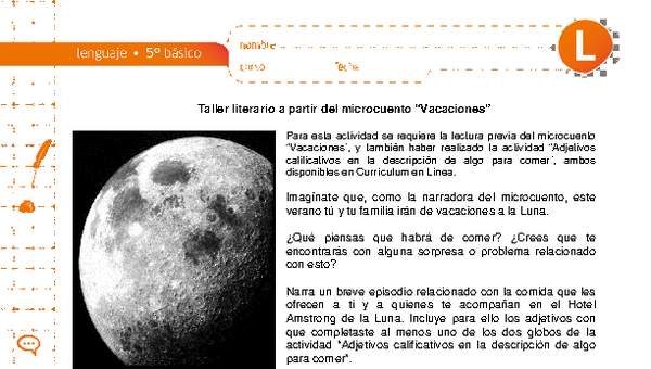 "Vacaciones": taller de escritura creativa "Vacaciones": taller de escritura creativa