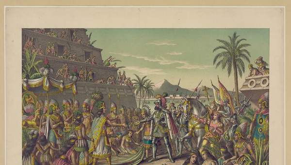 El encuentro de Cortés y Moctezuma El encuentro de Cortés y Moctezuma