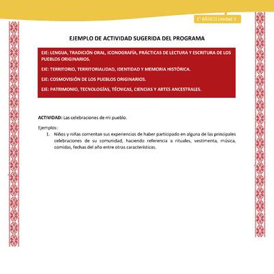 Actividad sugerida: LC01 - Colla - U3 - N°3: Las celebraciones de mi pueblo. Actividad sugerida: LC01 - Colla - U3 - N°3: Las celebraciones de mi pueblo.