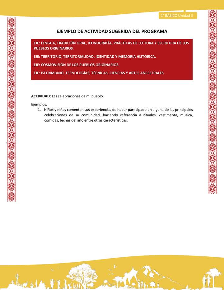 Actividad sugerida: LC01 - Colla - U3 - N°3: Las celebraciones de mi pueblo. Actividad sugerida: LC01 - Colla - U3 - N°3: Las celebraciones de mi pueblo.