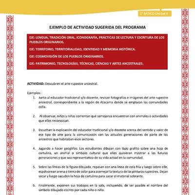 Actividad sugerida: LC01 - Colla - U4 - N°1: Descubren el arte rupestre ancestral. Actividad sugerida: LC01 - Colla - U4 - N°1: Descubren el arte rupestre ancestral.
