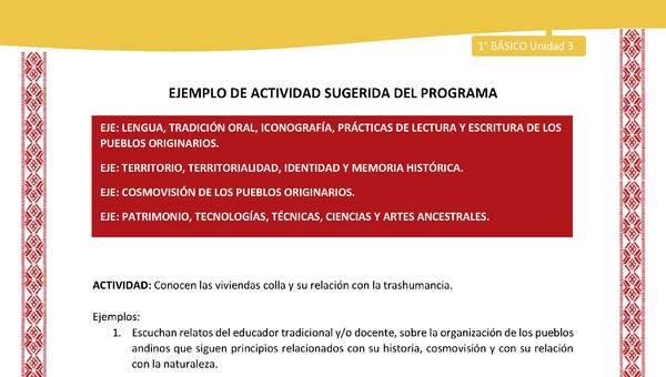 Actividad sugerida: LC01 - Colla - U3 - N°1: Conocen las viviendas colla y su relación con la trashumancia. Actividad sugerida: LC01 - Colla - U3 - N°1: Conocen las viviendas colla y su relación con la trashumancia.