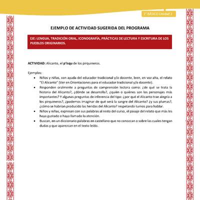 Actividad sugerida: LC02 - Colla - U2 - N°1: Alicanto, el p’isqu de los pirquineros Actividad sugerida: LC02 - Colla - U2 - N°1: Alicanto, el p’isqu de los pirquineros