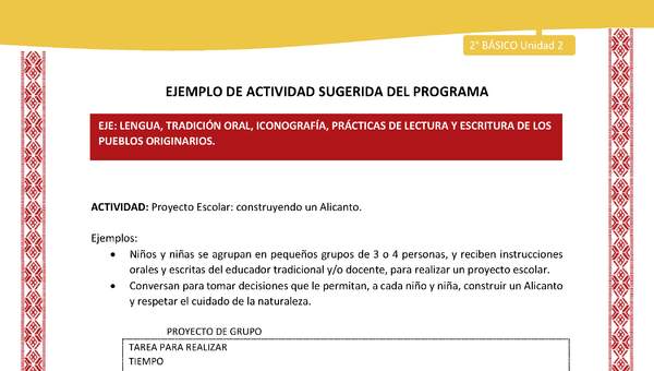 Actividad sugerida: LC02 - Colla - U2 - N°4: Proyecto Escolar: construyendo un Alicanto. Actividad sugerida: LC02 - Colla - U2 - N°4: Proyecto Escolar: construyendo un Alicanto.