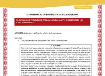 Actividad sugerida: LC02 - Colla - U2 - N°10: Ordenan y clasifican las señales de la naturaleza. Actividad sugerida: LC02 - Colla - U2 - N°10: Ordenan y clasifican las señales de la naturaleza.