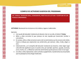Actividad sugerida: LC02 - Colla - U1 - N°1: Reconocen las emociones en los relatos y lugares tradicionales. Actividad sugerida: LC02 - Colla - U1 - N°1: Reconocen las emociones en los relatos y lugares tradicionales.