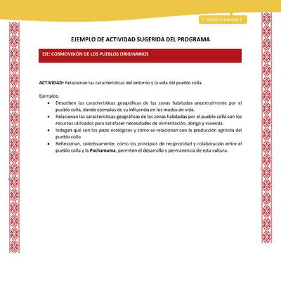 Actividad sugerida: LC02 - Colla - U2 - N°8: Relacionan las características del entorno y la vida del pueblo colla Actividad sugerida: LC02 - Colla - U2 - N°8: Relacionan las características del entorno y la vida del pueblo colla
