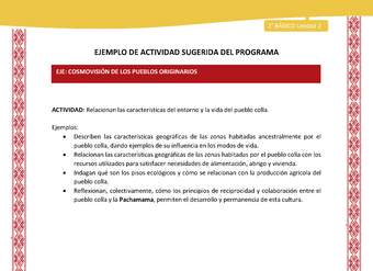 Actividad sugerida: LC02 - Colla - U2 - N°8: Relacionan las características del entorno y la vida del pueblo colla Actividad sugerida: LC02 - Colla - U2 - N°8: Relacionan las características del entorno y la vida del pueblo colla