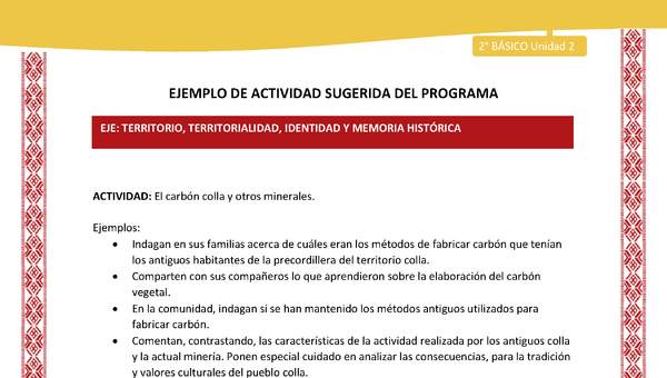 Actividad sugerida: LC02 - Colla - U2 - N°7: El carbón colla y otros minerales Actividad sugerida: LC02 - Colla - U2 - N°7: El carbón colla y otros minerales