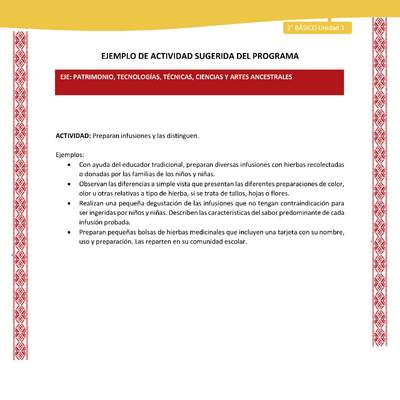 Actividad sugerida: LC02 - Colla - U1 - N°10: Preparan infusiones y las distinguen Actividad sugerida: LC02 - Colla - U1 - N°10: Preparan infusiones y las distinguen